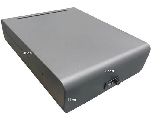 Sivý trezor na kľúče s rozmermi 40 cm x 35 cm x 11 cm