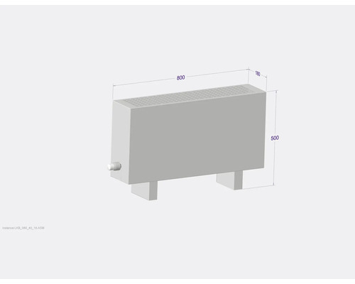 Konvektorový radiátor s rozmermi 800x180x500 milimetrov