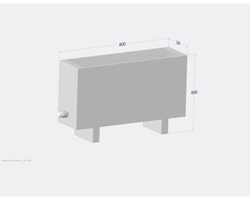 Radiátor s rozmermi 800 x 230 x 500 milimetrov