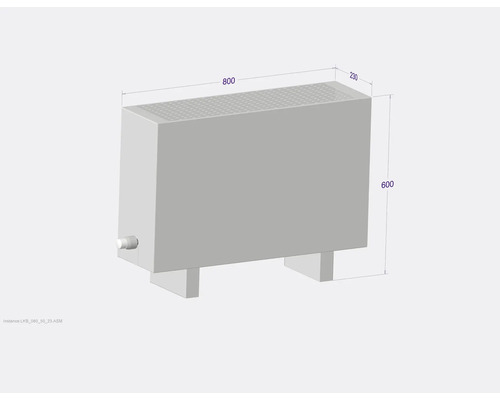 Obrázok radiátora s rozmermi 800, 230 a 600 milimetrov