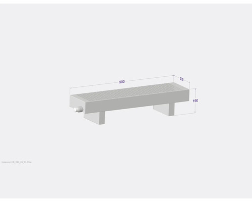 Technický nákres sprchového žľabu s rozmermi