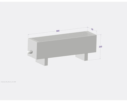 Obrázok radiátora s rozmermi 900 x 230 x 330 mm.
