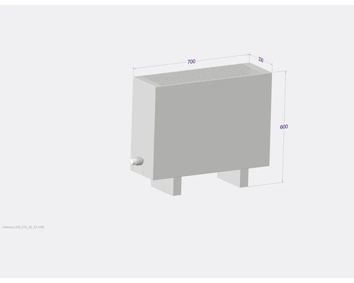 Radiátor s rozmermi 700 x 600 x 230 milimetrov