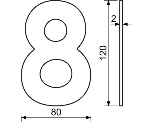 Technický nákres čísla domu 8 s rozmermi