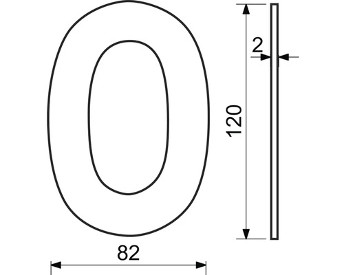 Technický výkres čísla domu nula s rozmermi
