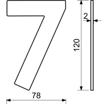 Technický nákres domového čísla 7 s rozmermi