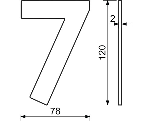 Technický nákres domového čísla 7 s rozmermi