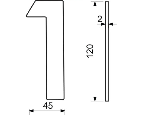 Technický nákres čísla domu 1 s rozmermi