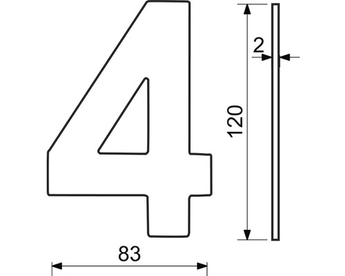 Technický nákres čísla domu 4 s rozmermi