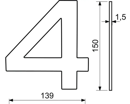 Technický nákres čísla domu 4 s rozmermi