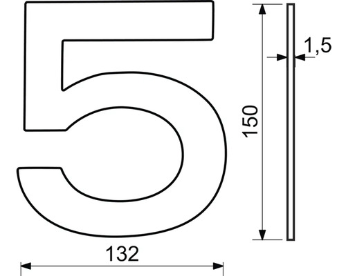 Technický nákres čísla domu 5 s rozmermi