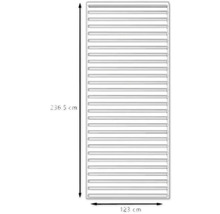 Kryt radiátora s rozmermi 236,5 cm x 123 cm.