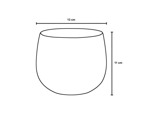 Schematické znázornenie kvetináča s rozmermi 13 x 11 cm.
