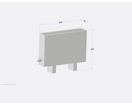 Radiátor s rozmermi 600 x 500 x 130 milimetrov