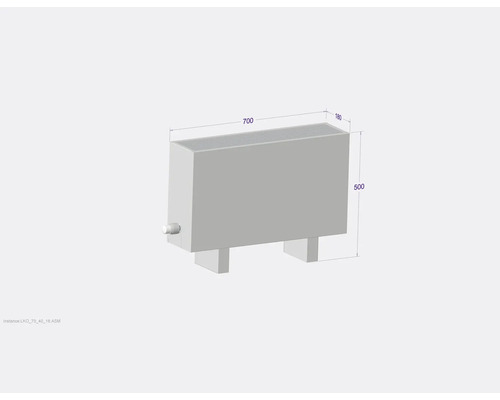 Radiátor s rozmermi 700 x 180 x 500 milimetrov.