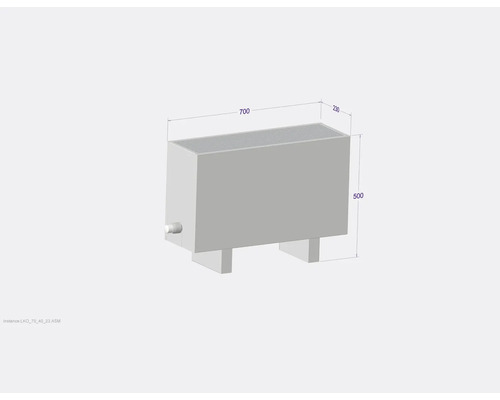 Radiátor s rozmermi 700 x 230 x 500 milimetrov