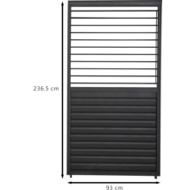 Kovový plot s horizontálnymi lamelami s výškou 236,5 centimetrov a šírkou 93 centimetrov