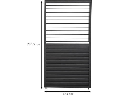 Zástena na ochranu súkromia s rozmermi 236,5 cm na výšku a 123 cm na šírku