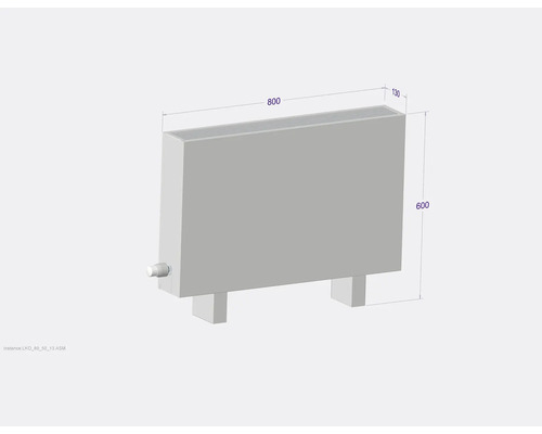 Radiátor s rozmermi 800 x 600 x 130 mm