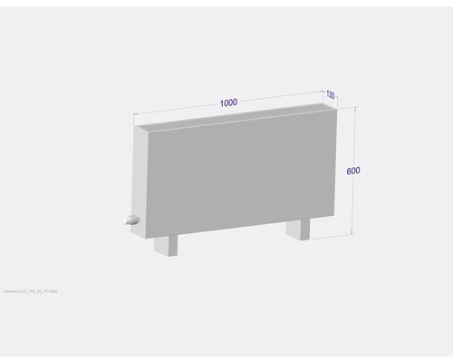 Radiátor s rozmermi 1000, 600 a 130 milimetrov.