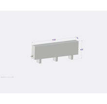Radiátor s rozmermi 1100 x 400 x 130 mm