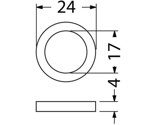Technický nákres tesniaceho krúžku s rozmermi
