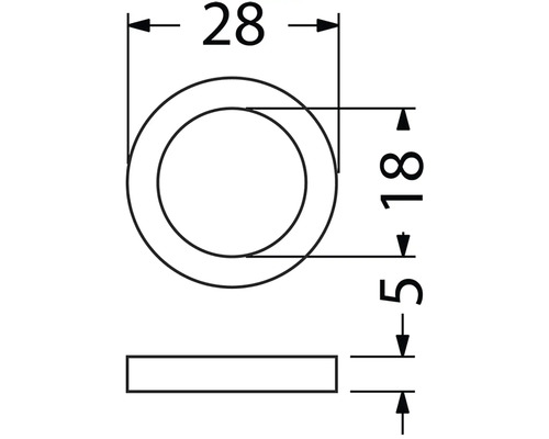 Technický nákres tesniaceho krúžku s rozmermi