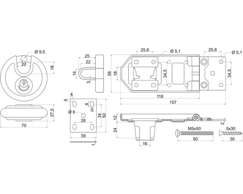 Technický výkres dverného závoru s rozmermi