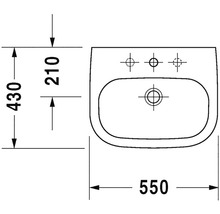Technický nákres umývadla s rozmermi 430, 210 a 550 milimetrov.