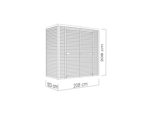 Záhradná skriňa s rozmermi 208 x 208 x 103 centimetrov