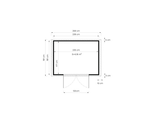 Pôdorys s rozmermi 259 krát 191 centimetrov
