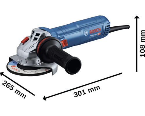 Uhlová brúska Bosch s rozmermi