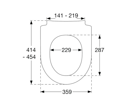 Technický výkres záchodovej dosky s rozmermi
