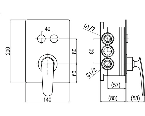 Technický nákres armatúry s rozmermi