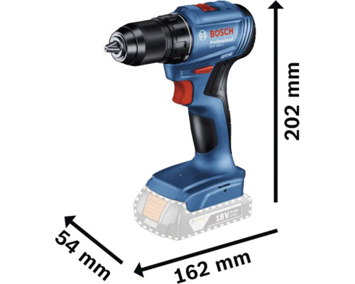 Akumulátorový skrutkovač Bosch Professional GSR 185-LI s rozmermi