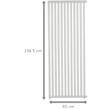 Ilustrácia bezpečnostnej mreže s rozmermi 236,5 cm na výšku a 93 cm na šírku.