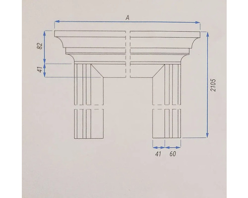Technický nákres krbu s rozmermi