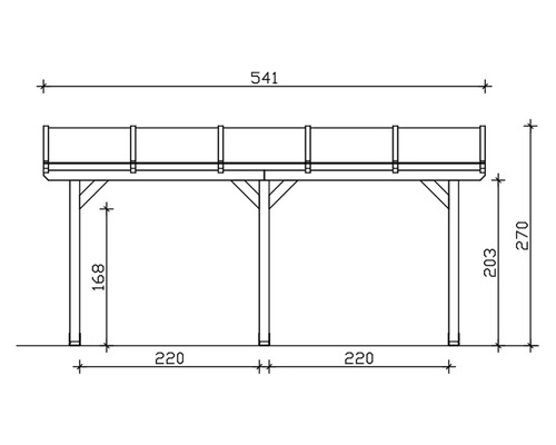 Technický nákres drevenej terasy s rozmermi