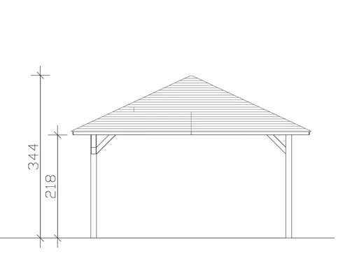 Nákres altánku s výškovou kótou