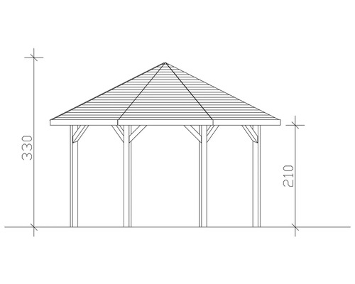 Technický nákres altánku s výškou