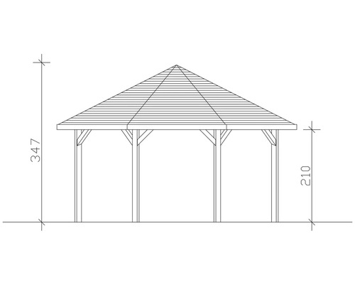 Nákres záhradného altánku s rozmermi