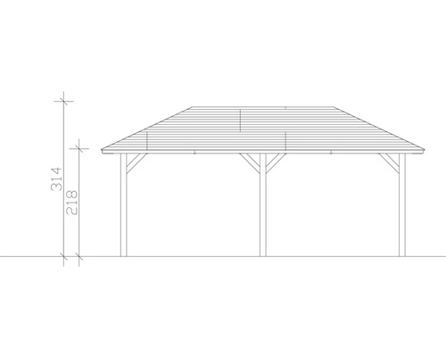 Technický nákres altánku s rozmermi