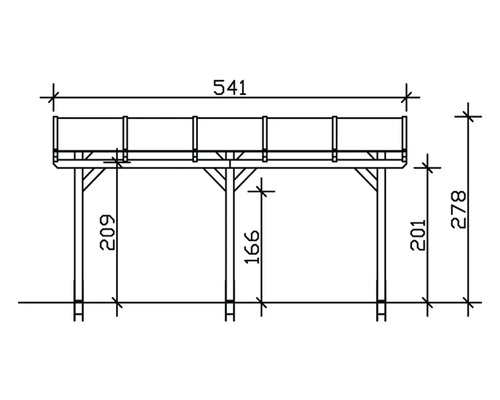 Technický nákres dreveného altánku s rozmermi