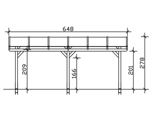 Technický nákres záhradného domčeka s rozmermi
