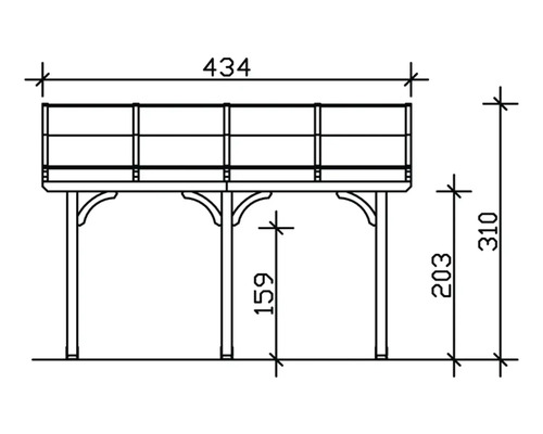Technický výkres drevenej terasy s rozmermi