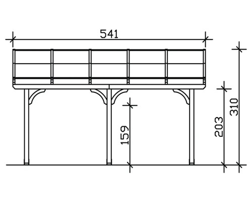 Technický nákres drevenej terasy s rozmermi