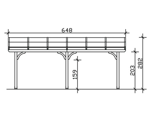 Technický nákres dreveného altánku s rozmermi