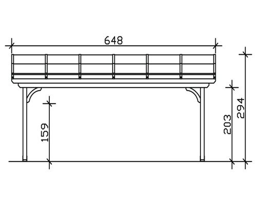 Technický nákres prístrešku s rozmermi