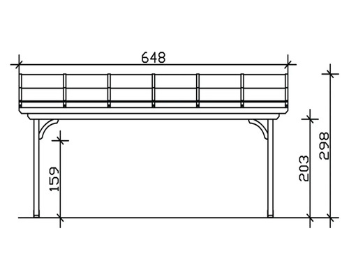 Technický nákres záhradného altánku s rozmermi.