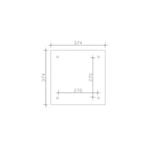 Štvorcová doska s rozmermi 374 x 374 mm a vŕtania vo vzdialenosti 270 mm.